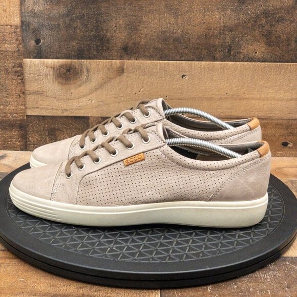 ECCO SOFT STREET SNEAKERS MENS CASUAL SHOES TAN LEATHER PERFORATED SIZE 12/46EU - Picture 5 of 9